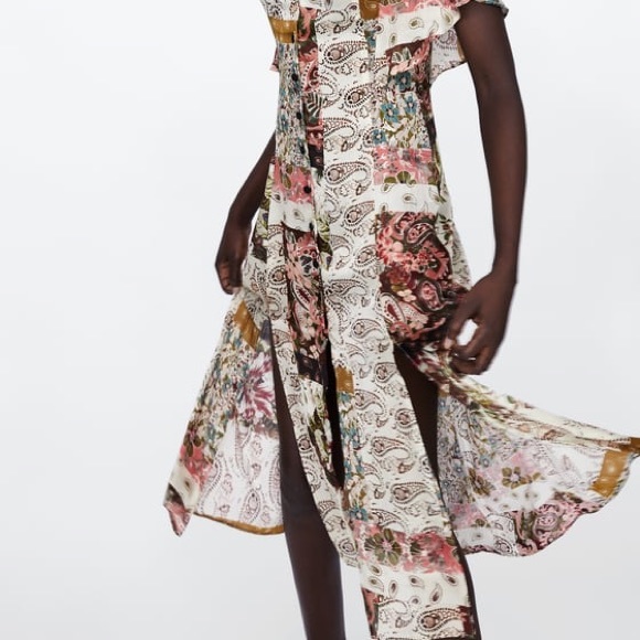 SALE‼️ Zara Flowy Patchwork Dress - Picture 4 of 5